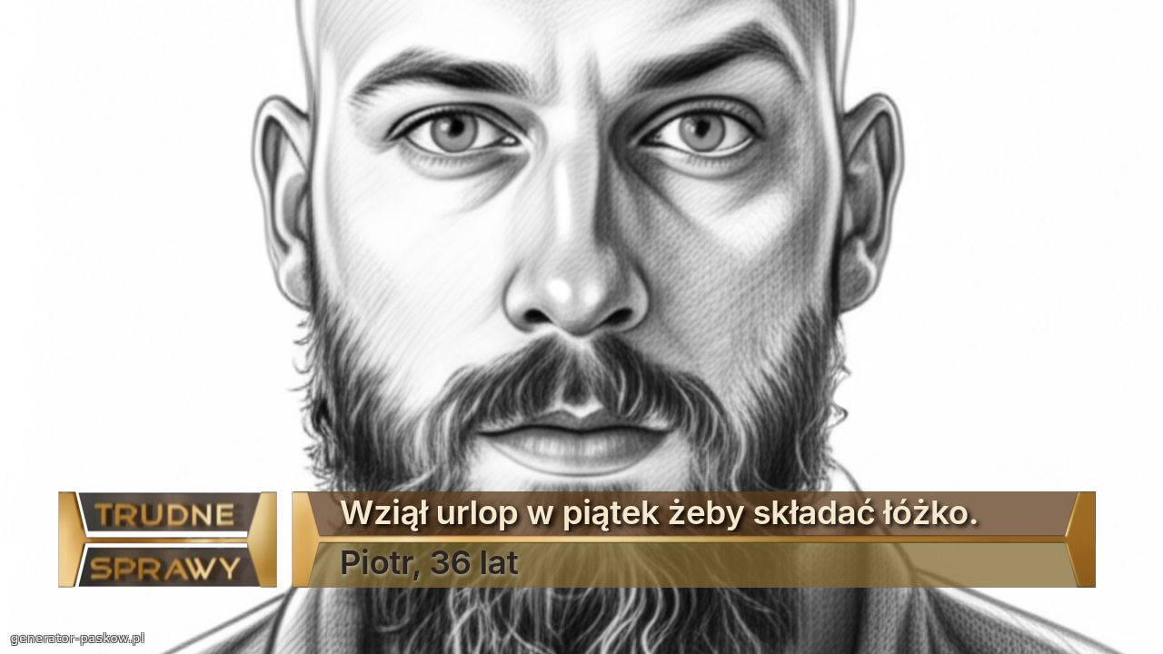 Wziął urlop w piątek żeby składać łóżko. 
Piotr, 36 lat