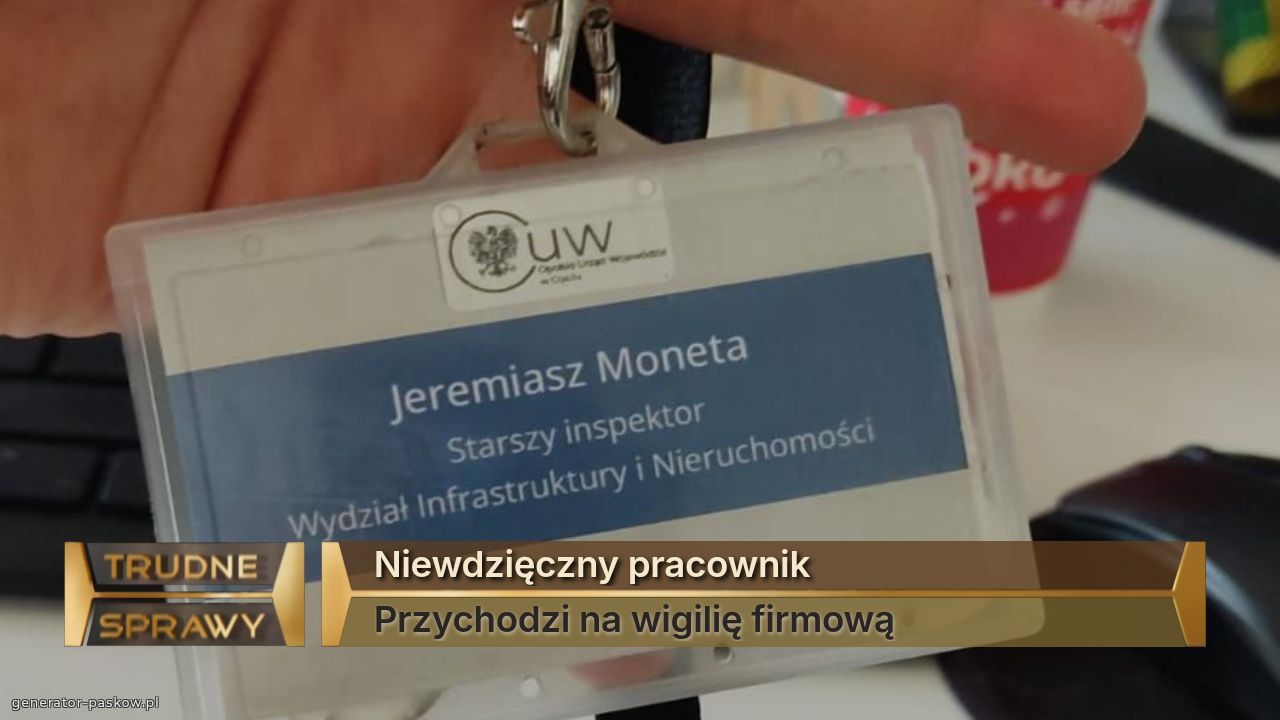 Niewdzięczny pracownik
Przychodzi na wigilię firmową 