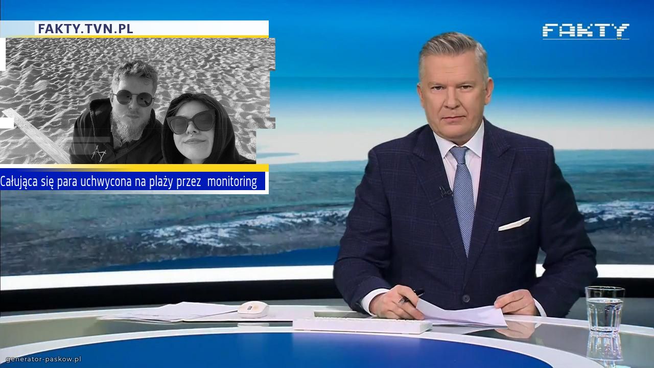 Całująca się para uchwycona na plaży przez  monitoring 