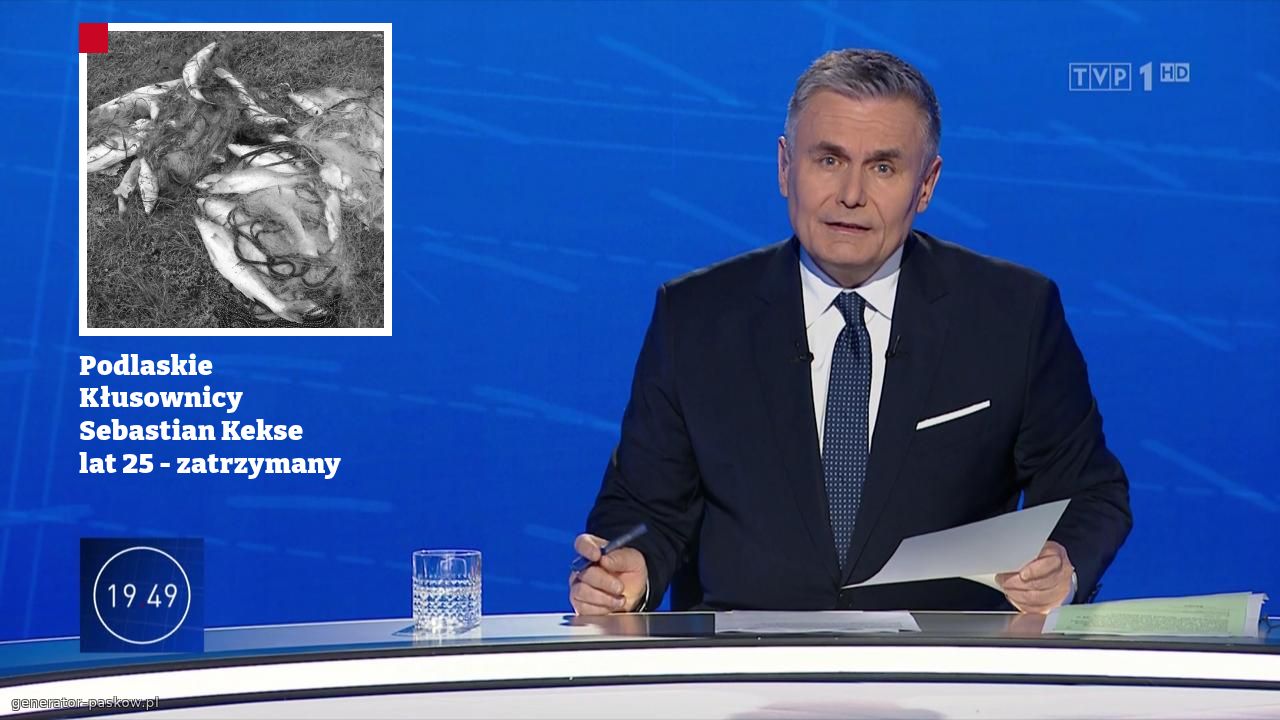 Podlaskie
Kłusownicy
Sebastian Kekse 
lat 25 - zatrzymany