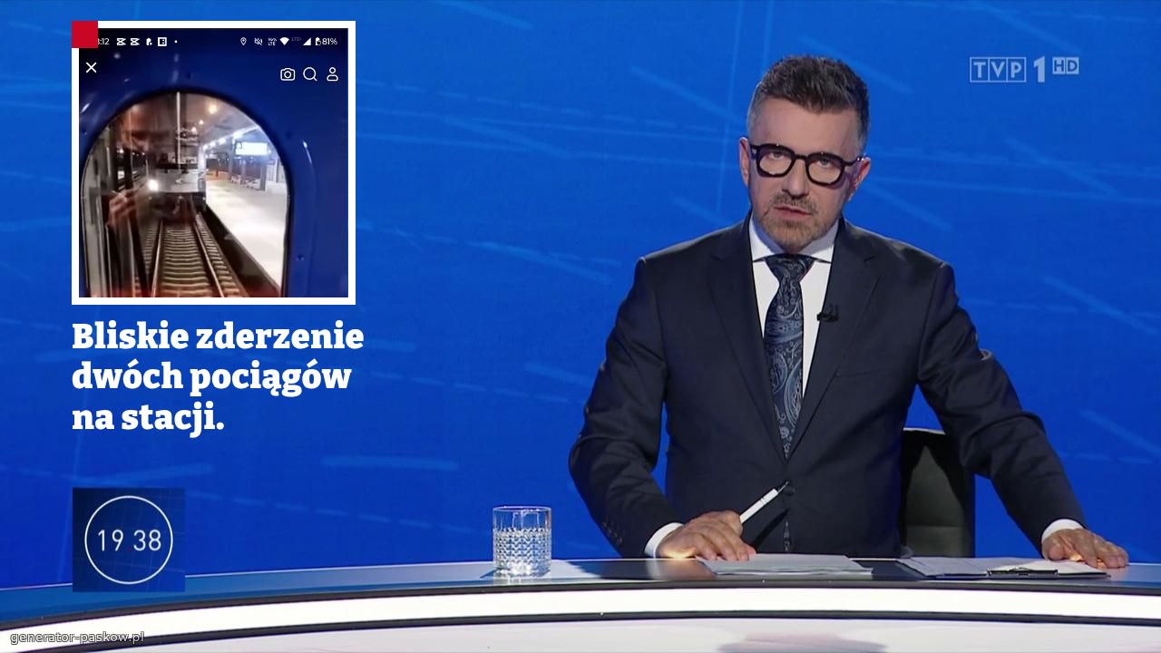 Bliskie zderzenie dwóch pociągów na stacji.