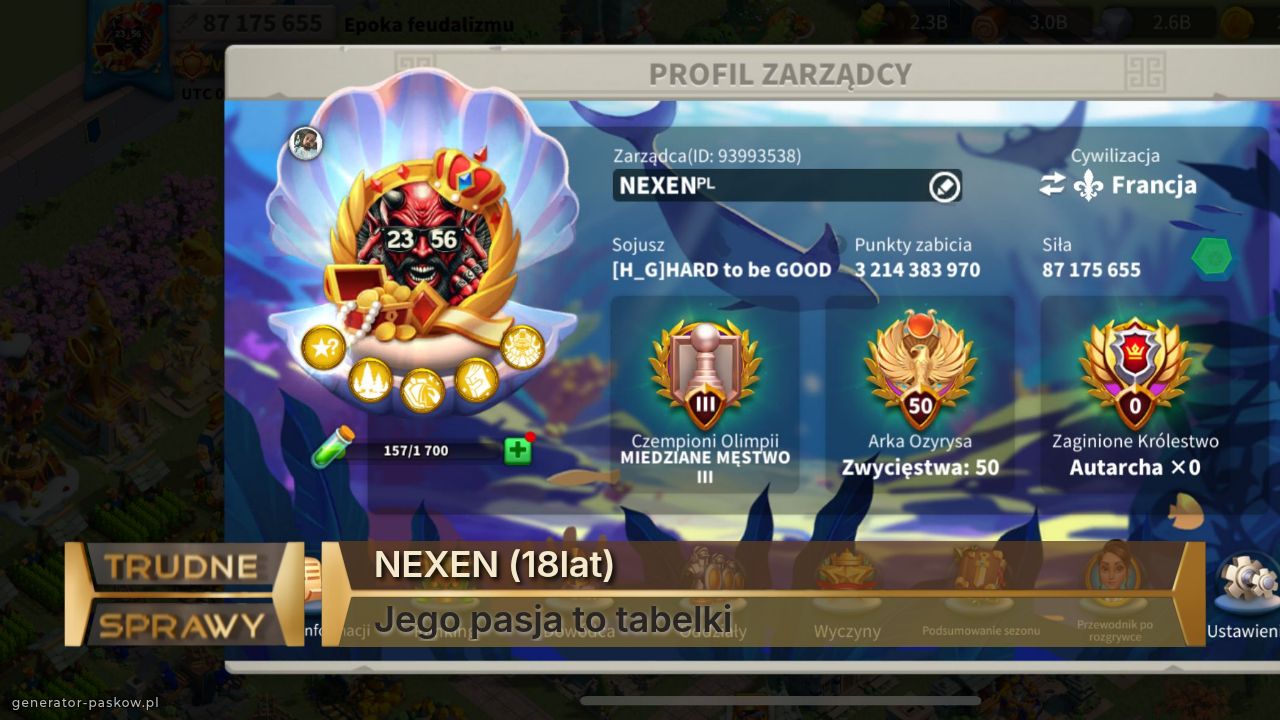 NEXEN (18lat)
Jego pasja to tabelki