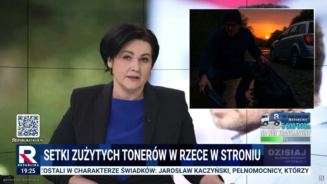 setki zużytych tonerów w rzece w stroniu