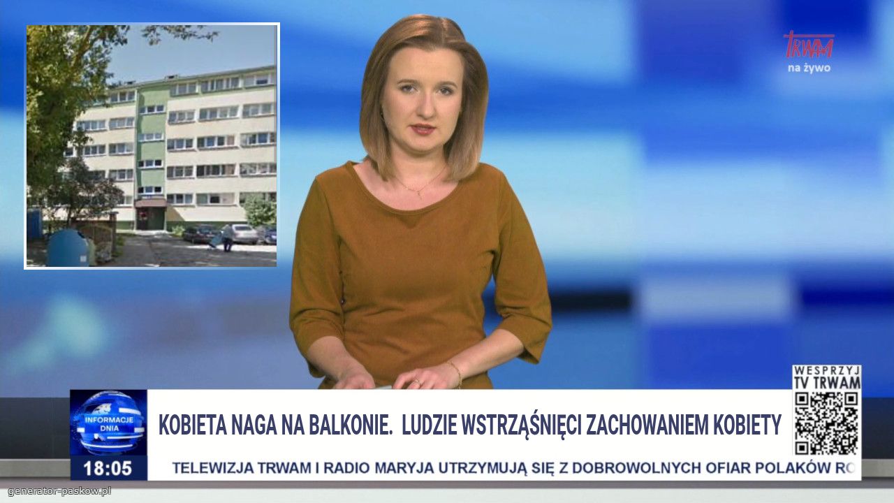 Kobieta Naga na balkonie.  Ludzie wstrząśnięci zachowaniem kobiety