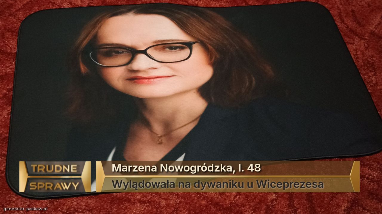 Marzena Nowogródzka, l. 48
Wylądowała na dywaniku u Wiceprezesa