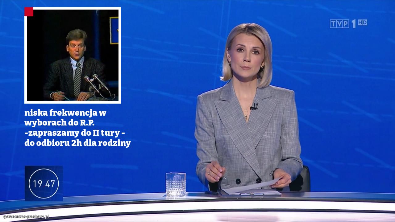 niska frekwencja w wyborach do R.P. 
-zapraszamy do II tury -do odbioru 2h dla rodziny