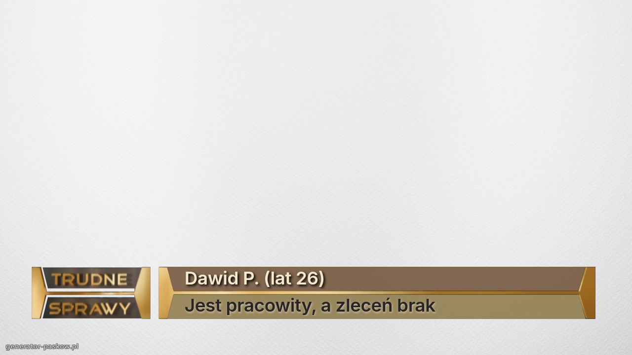 Dawid P. (lat 26)
Jest pracowity, a zleceń brak