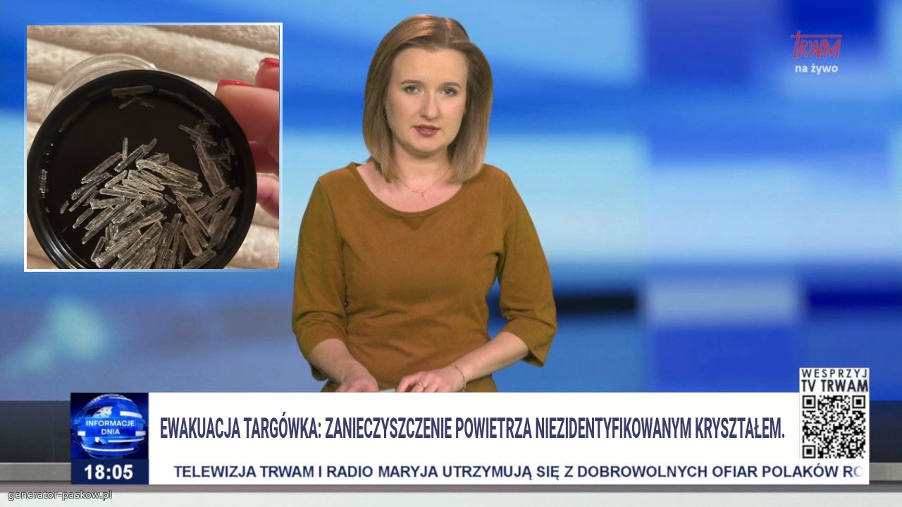 Ewakuacja targówka: Zanieczyszczenie powietrza niezidentyfikowanym kryształem. 