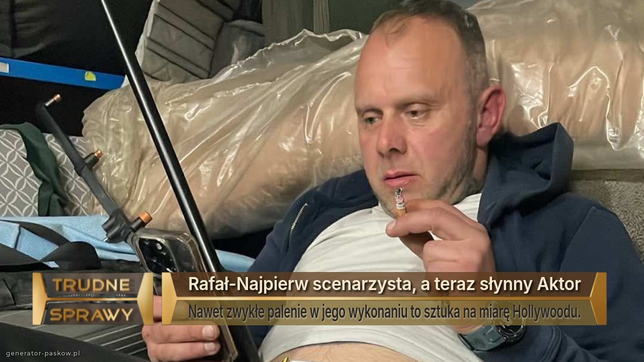 Rafał-Najpierw scenarzysta, a teraz słynny Aktor
Nawet zwykłe palenie w jego wykonaniu to sztuka na miarę Hollywoodu.