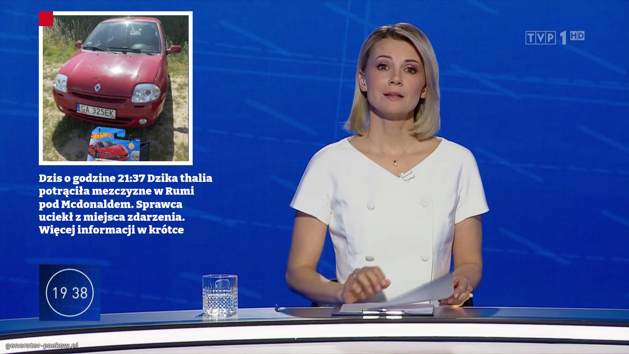 Dzis o godzine 21:37 Dzika thalia potrąciła mezczyzne w Rumi pod Mcdonaldem. Sprawca uciekł z miejsca zdarzenia. Więcej informacji w krótce