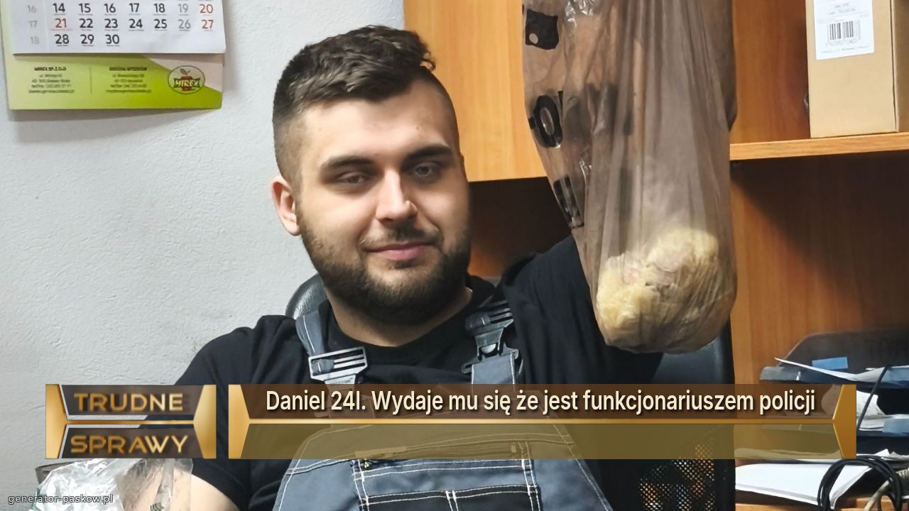 Daniel 24l. Wydaje mu się że jest funkcjonariuszem policji 
