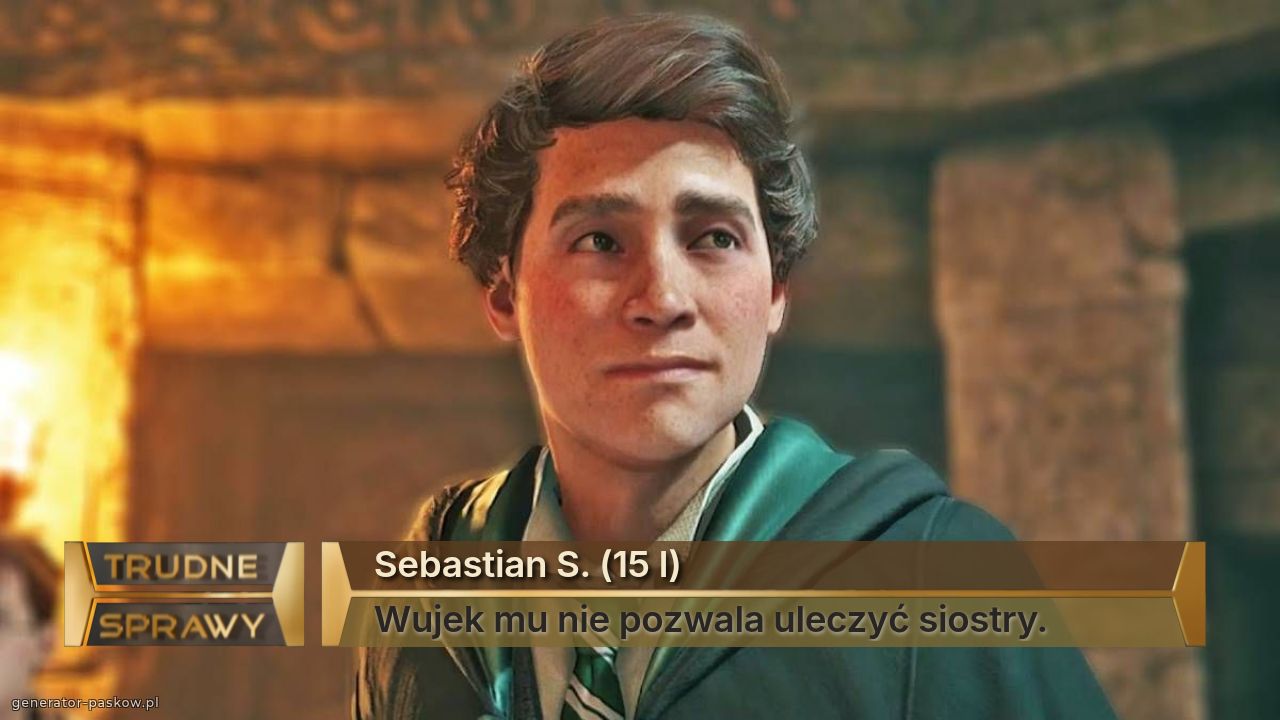 Sebastian S. (15 l)
Wujek mu nie pozwala uleczyć siostry.