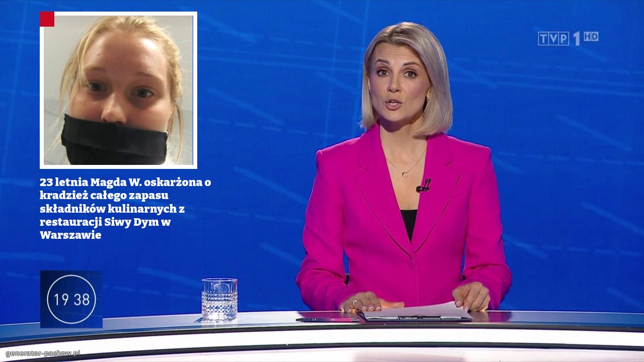 23 letnia Magda W. oskarżona o kradzież całego zapasu składników kulinarnych z restauracji Siwy Dym w Warszawie