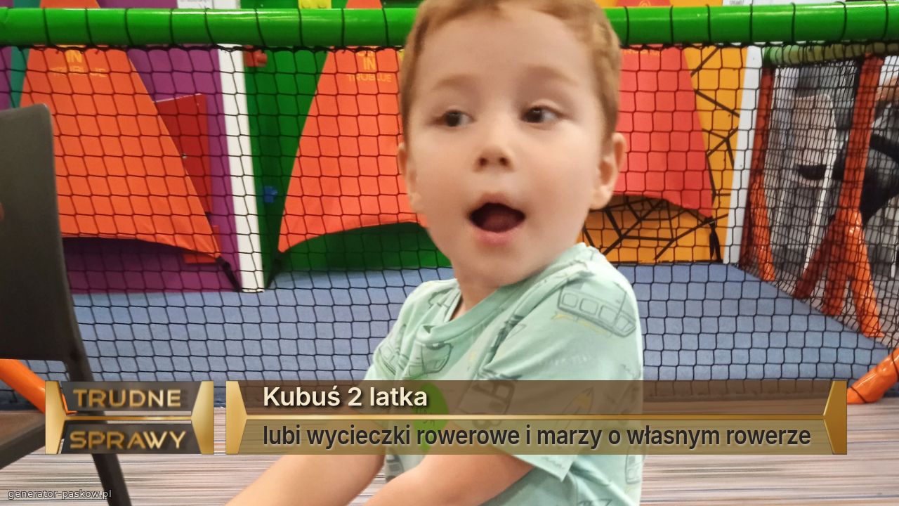 Kubuś 2 latka
lubi wycieczki rowerowe i marzy o własnym rowerze