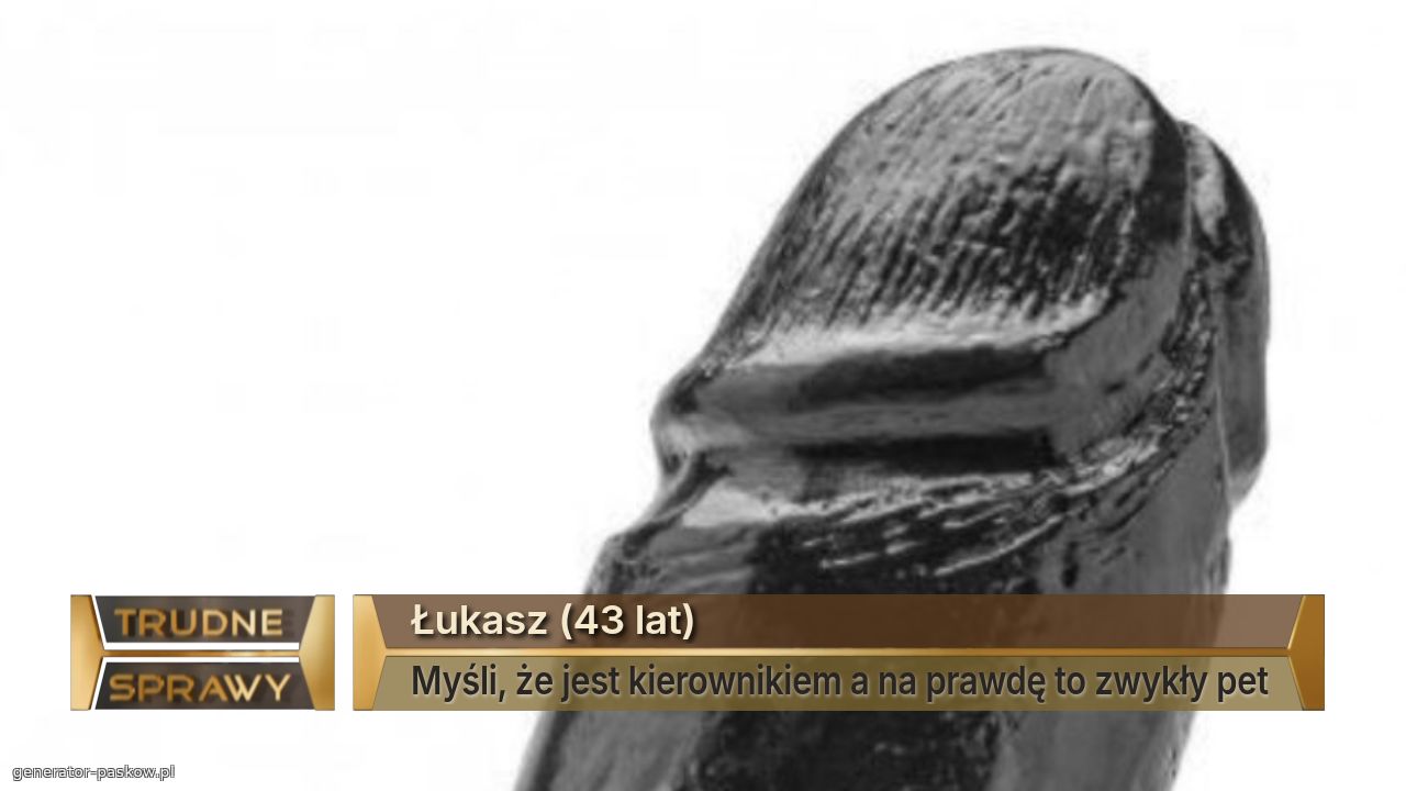 Łukasz (43 lat)
Myśli, że jest kierownikiem a na prawdę to zwykły pet