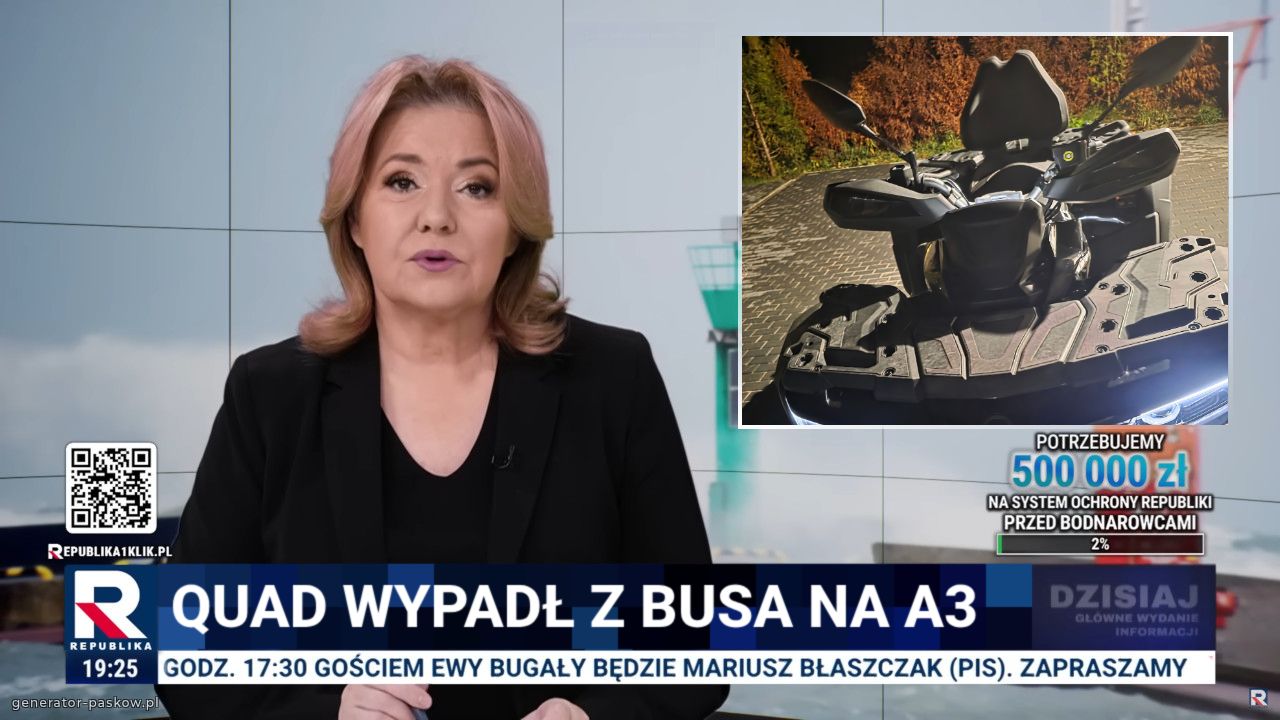 Quad wypadł z busa na a3
