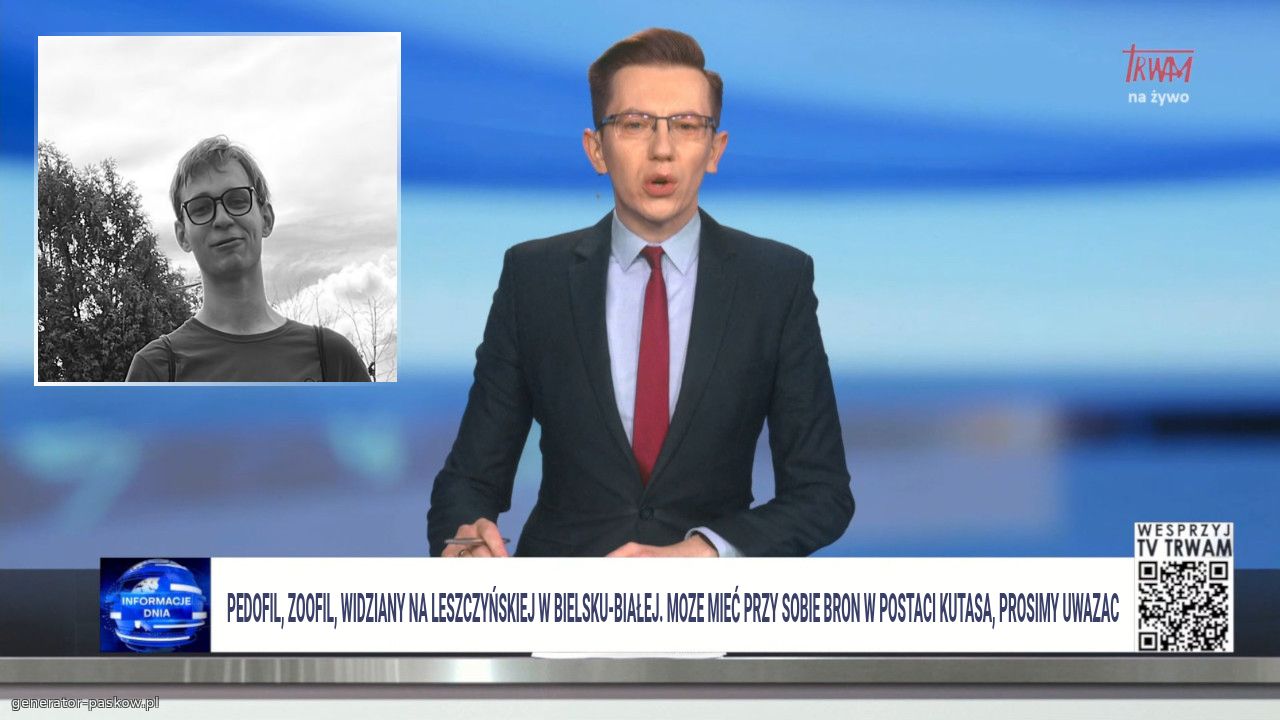 Pedofil, zoofil, widziany na leszczyńskiej w bielsku-Białej. Moze mieć przy sobie bron w postaci kutasa, prosimy uwazac