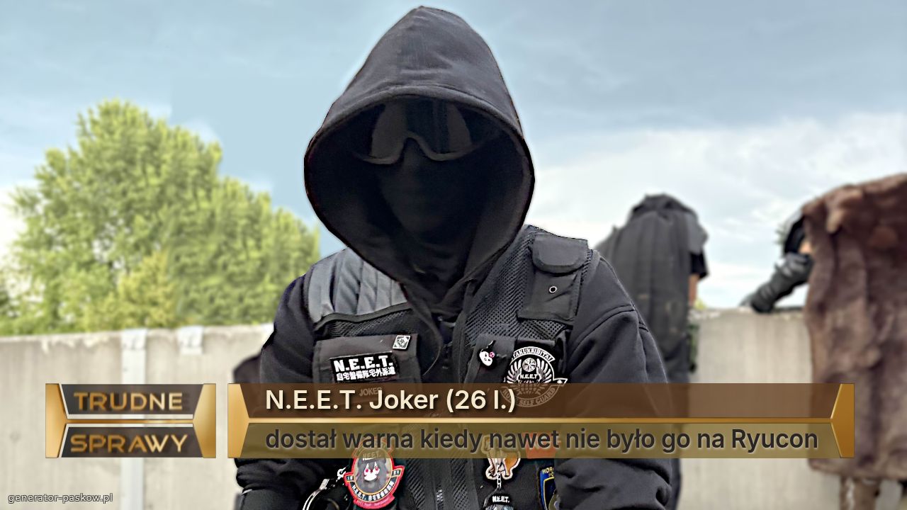 N.E.E.T. Joker (26 l.)
dostał warna kiedy nawet nie było go na Ryucon