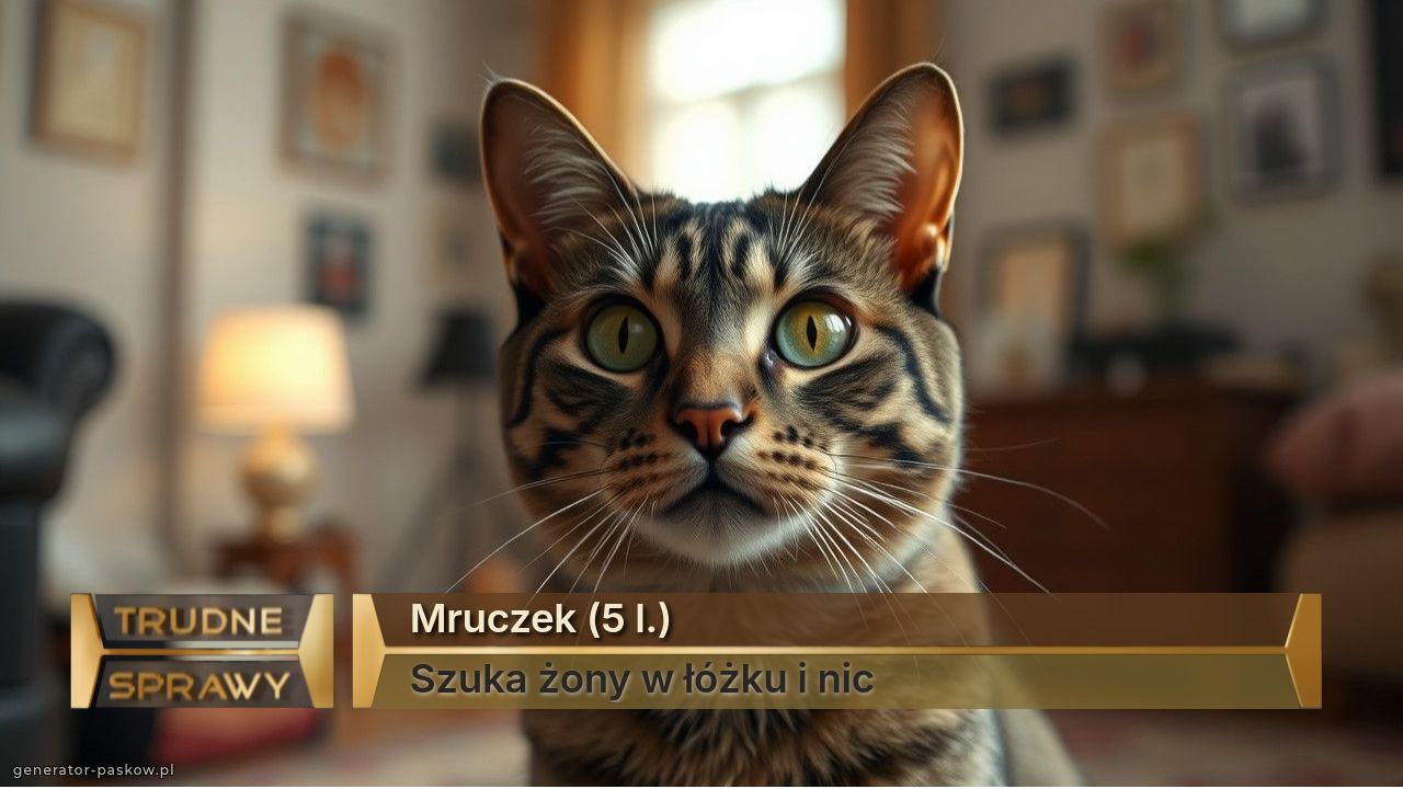 Mruczek (5 l.)
Szuka żony w łóżku i nic