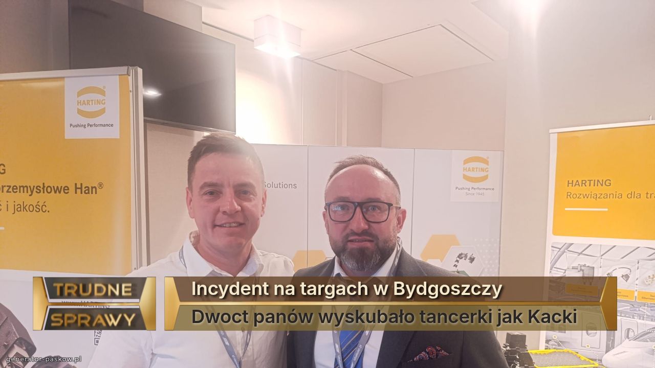 Incydent na targach w Bydgoszczy 
Dwoct panów wyskubało tancerki jak Kacki 