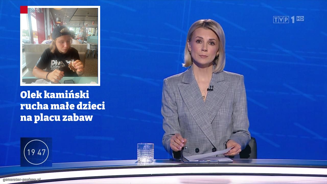Olek kamiński rucha małe dzieci na placu zabaw