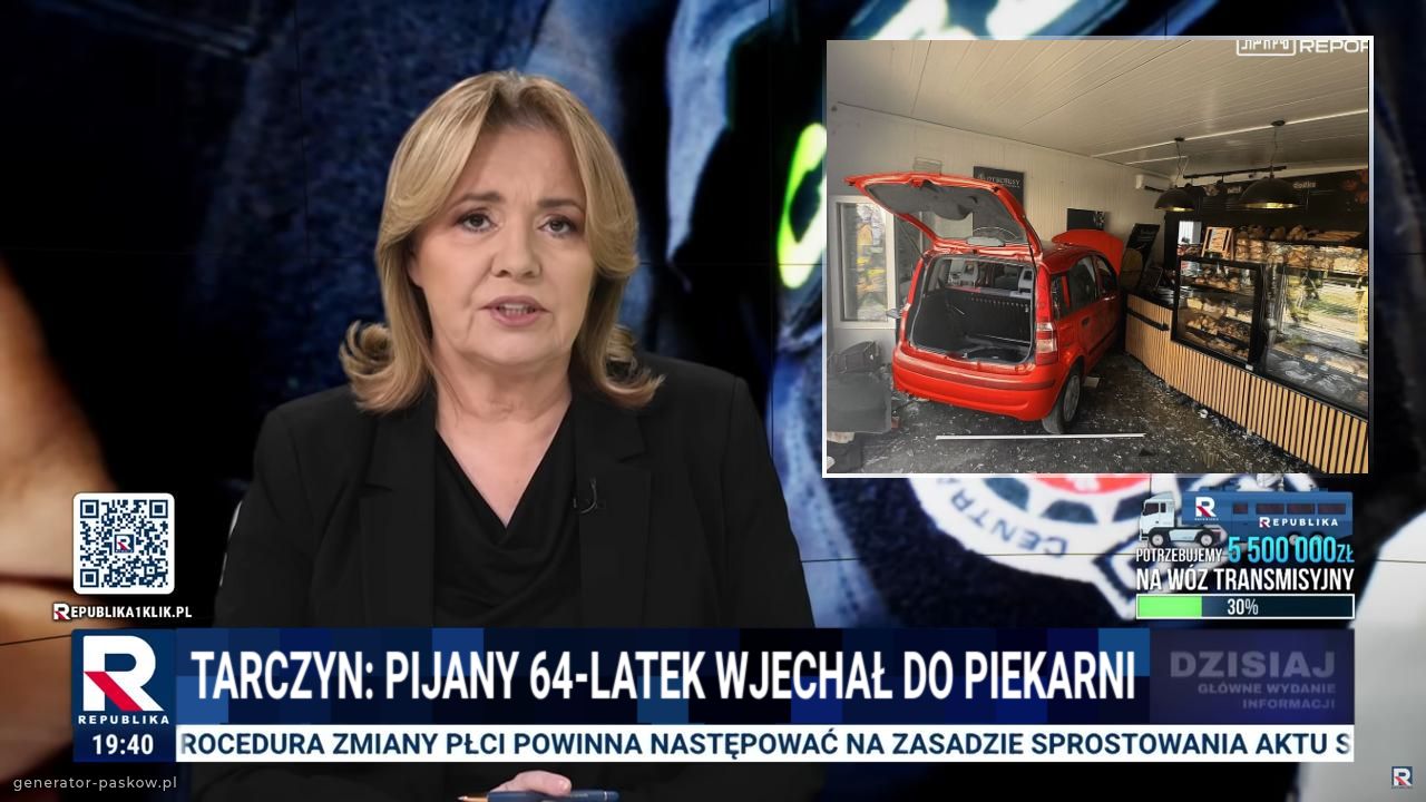 Tarczyn: pijany 64-latek wjechał do piekarni