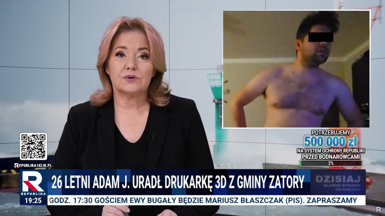 26 letni Adam J. URADŁ DRUKARKĘ 3D Z GMINY ZATORY 