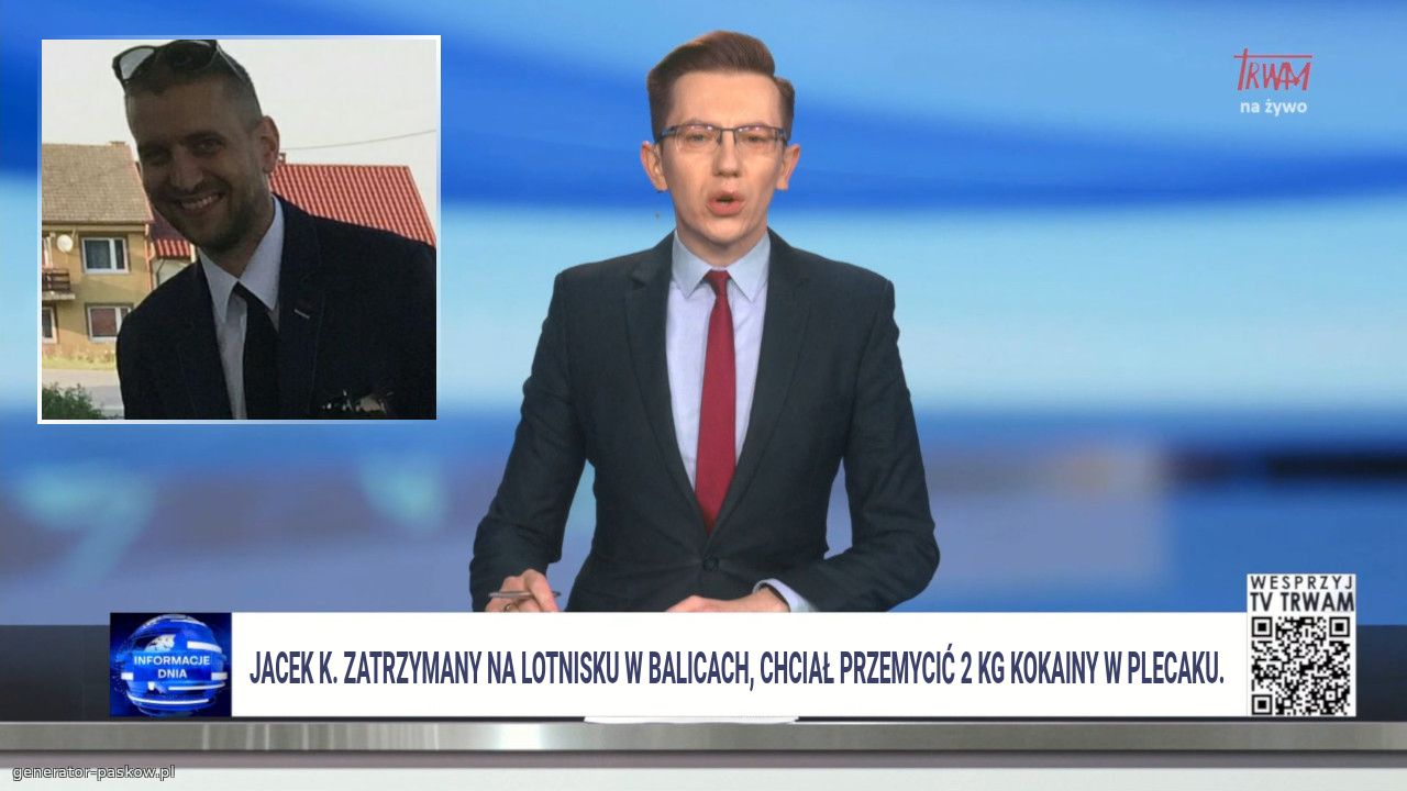 Jacek K. zatrzymany na lotnisku w Balicach, cHCIAŁ PRZEMYCIĆ 2 KG KOKAINY W PLECAKU. 