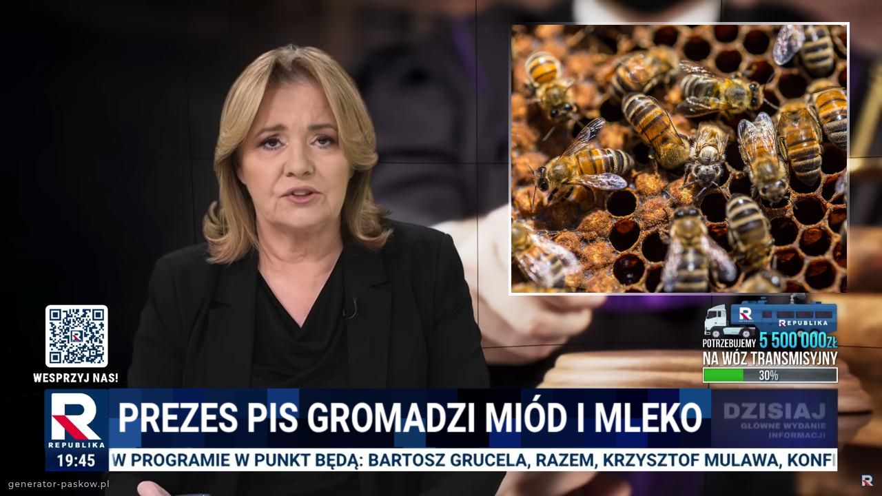 Prezes pis gromadzi miód i mleko