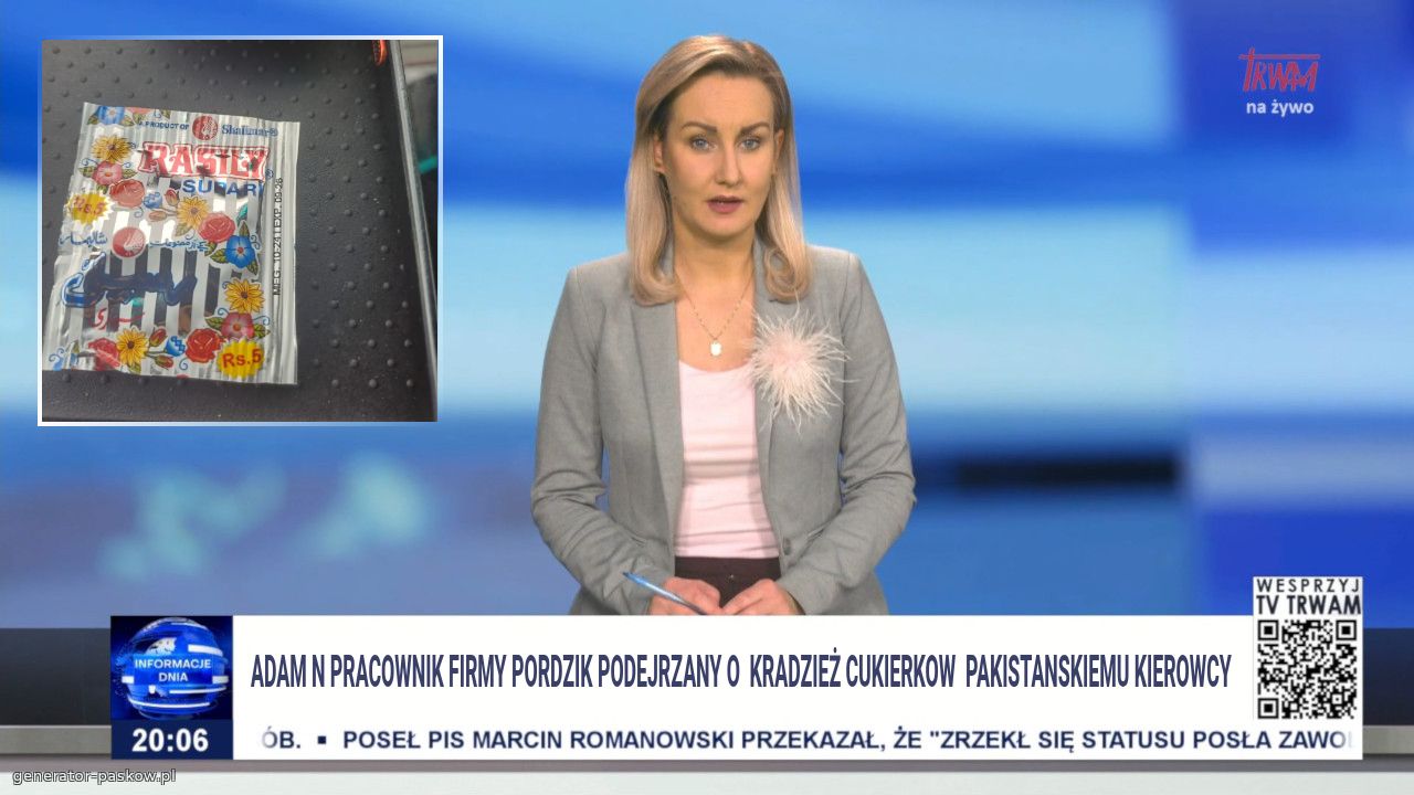 Adam N pracownik firmy pordzik podejrzany o  kradzież cukierkow  pakistanskiemu kierowcy 