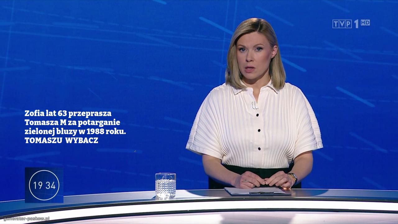 Zofia lat 63 przeprasza Tomasza M za potarganie zielonej bluzy w 1988 roku.
TOMASZU  WYBACZ