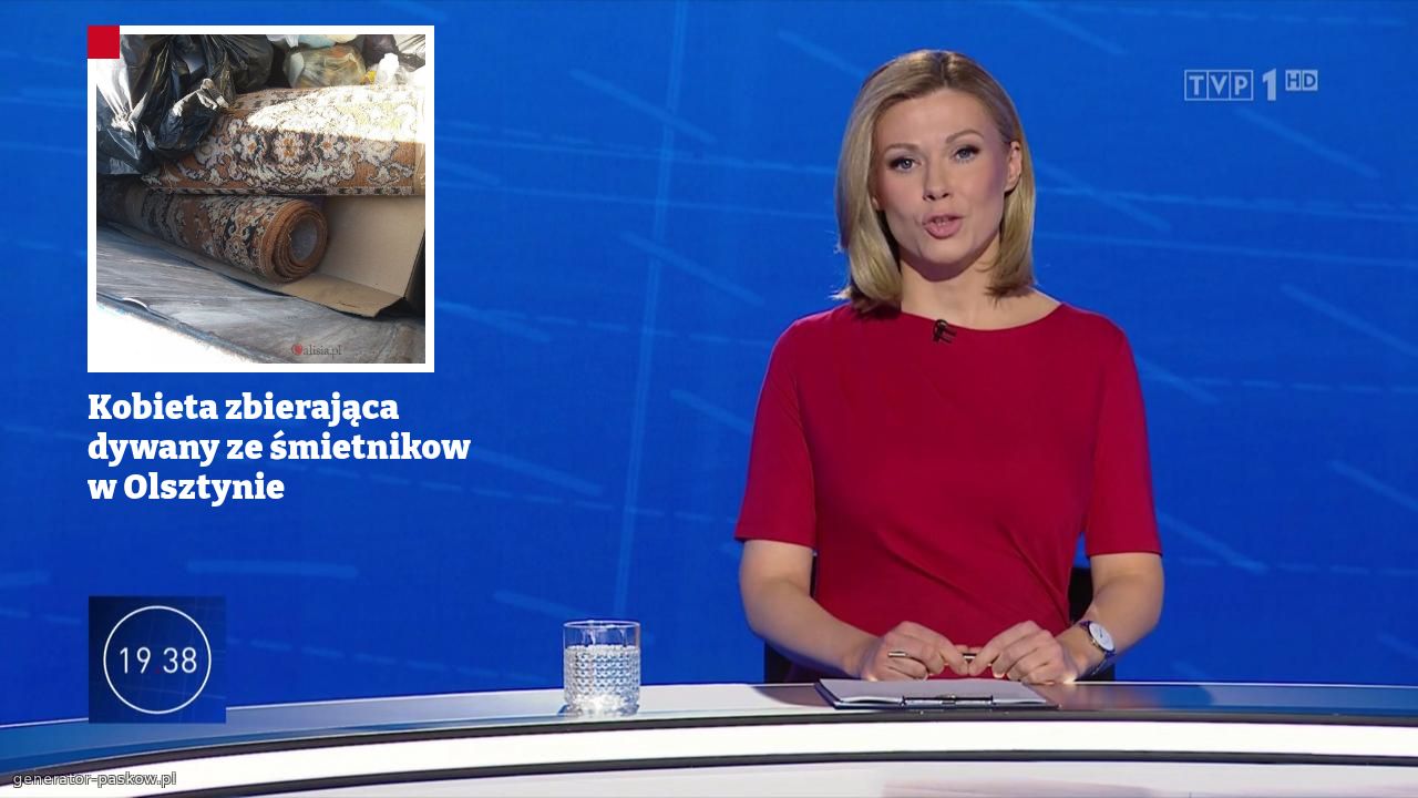 Kobieta zbierająca dywany ze śmietnikow w Olsztynie