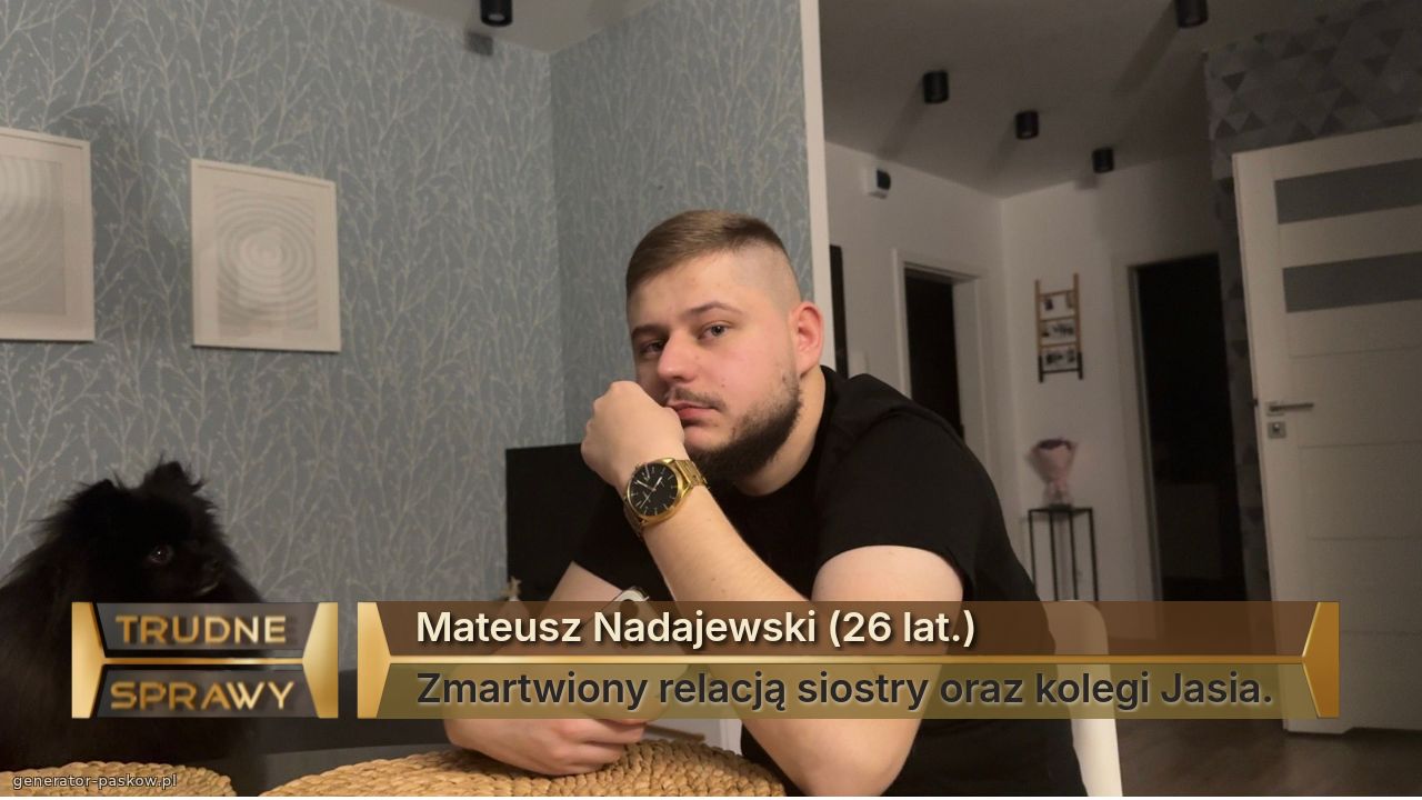 Mateusz Nadajewski (26 lat.)
Zmartwiony relacją siostry oraz kolegi Jasia. 