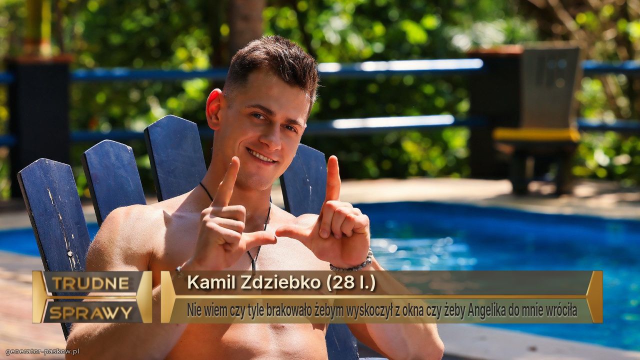 Kamil Zdziebko (28 l.)
Nie wiem czy tyle brakowało żebym wyskoczył z okna czy żeby Angelika do mnie wróciła