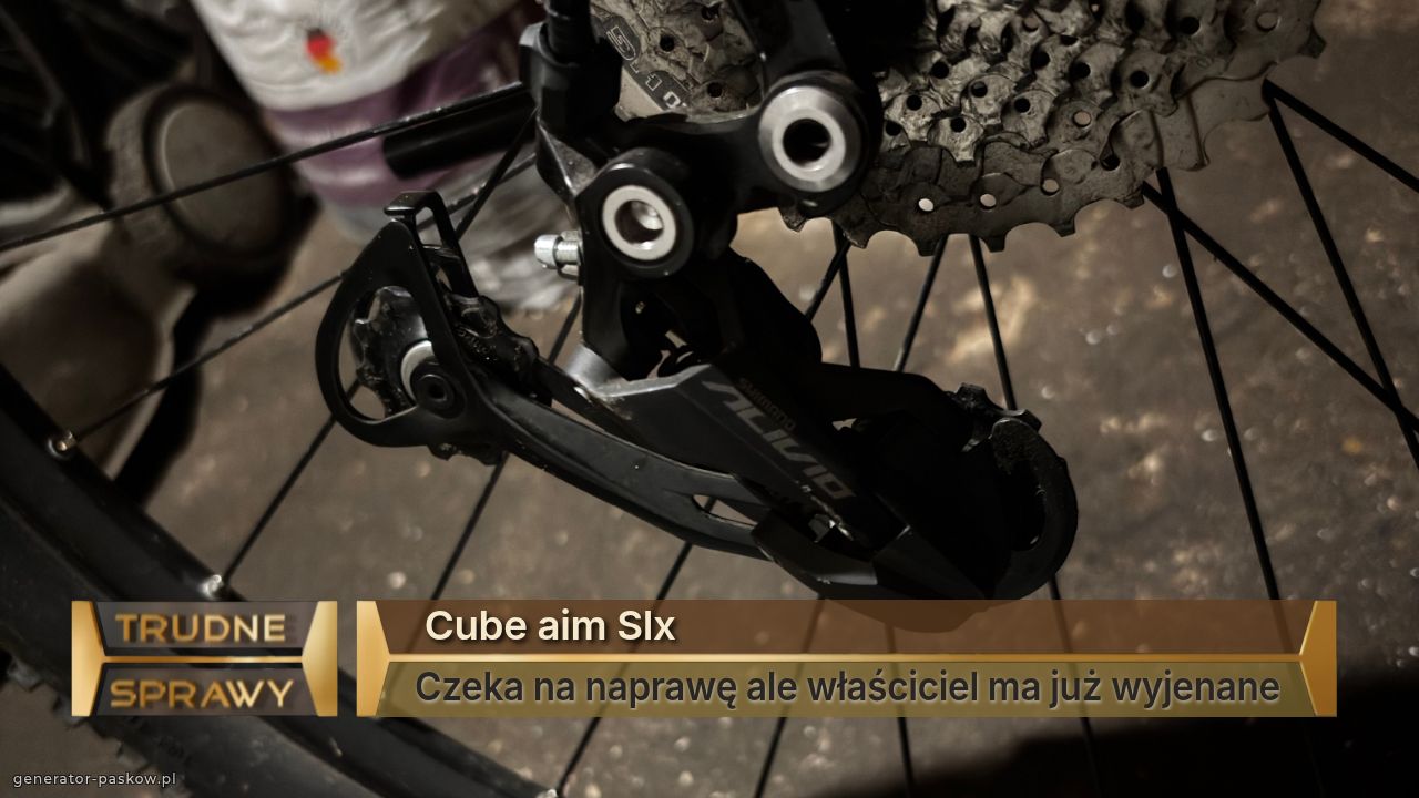  Cube aim Slx 
Czeka na naprawę ale właściciel ma już wyjenane