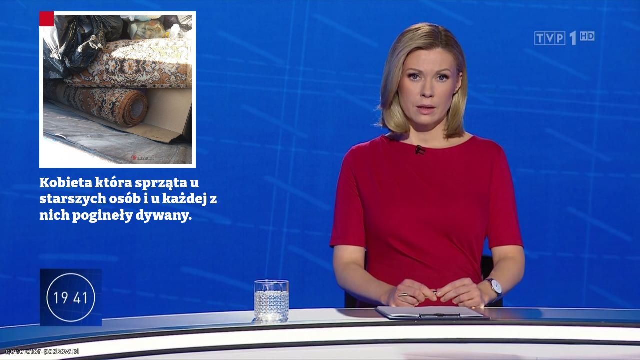 Kobieta która sprząta u starszych osób i u każdej z nich pogineły dywany.