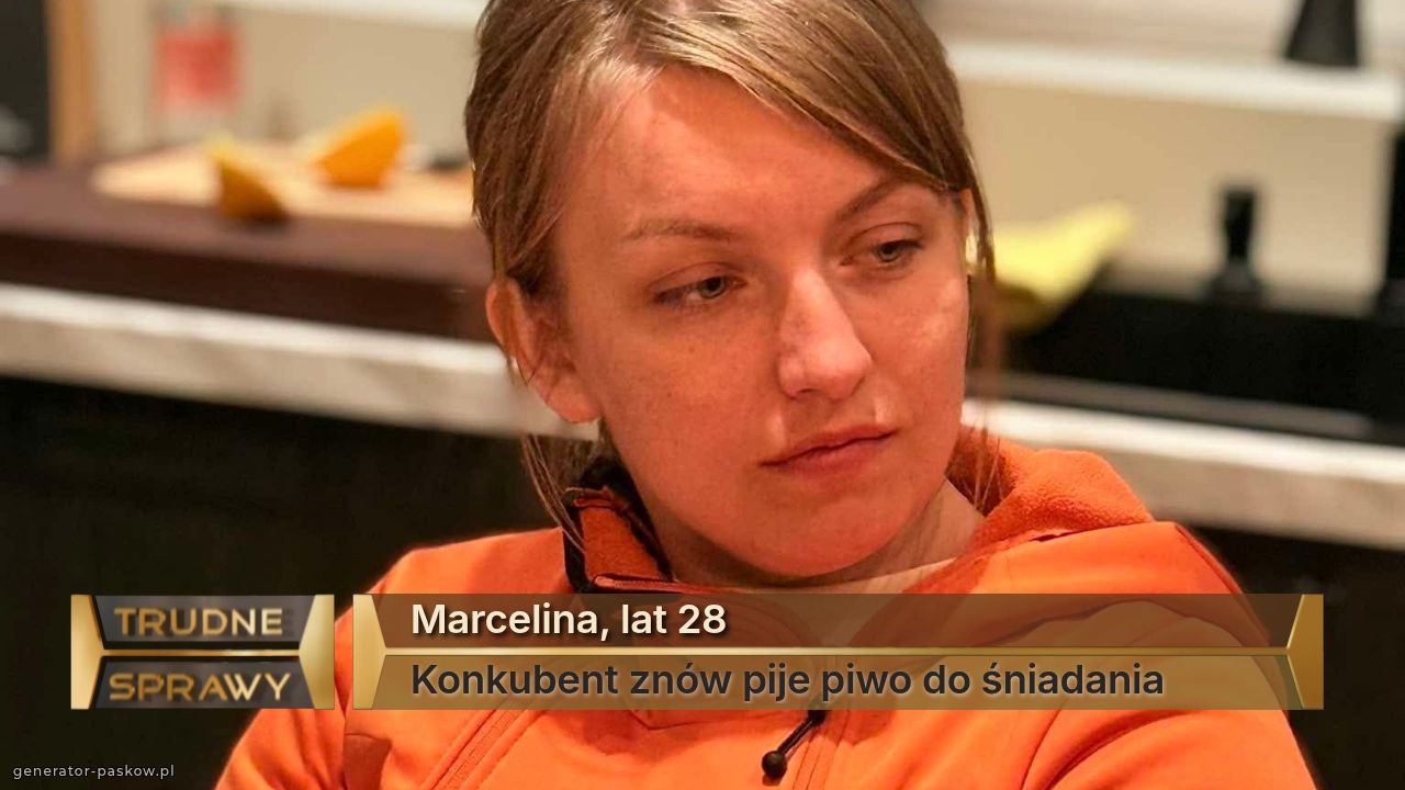 Marcelina, lat 28
Konkubent znów pije piwo do śniadania
