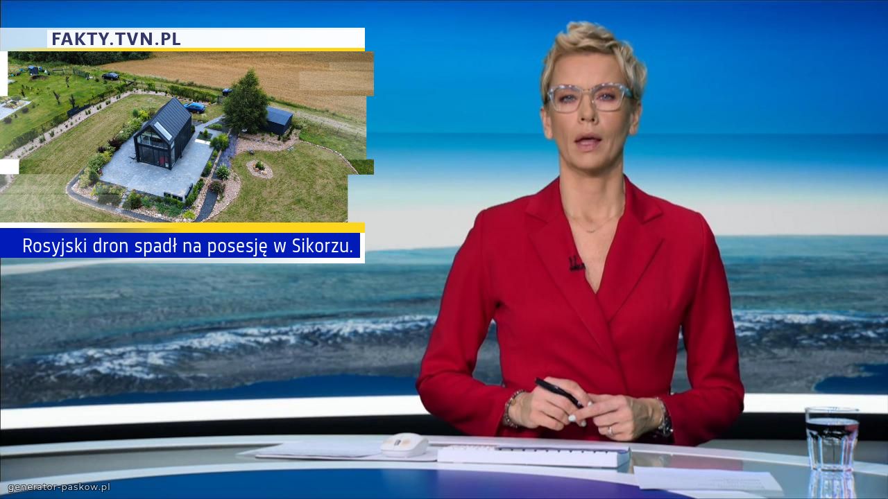 Rosyjski dron spadł na posesję w Sikorzu.