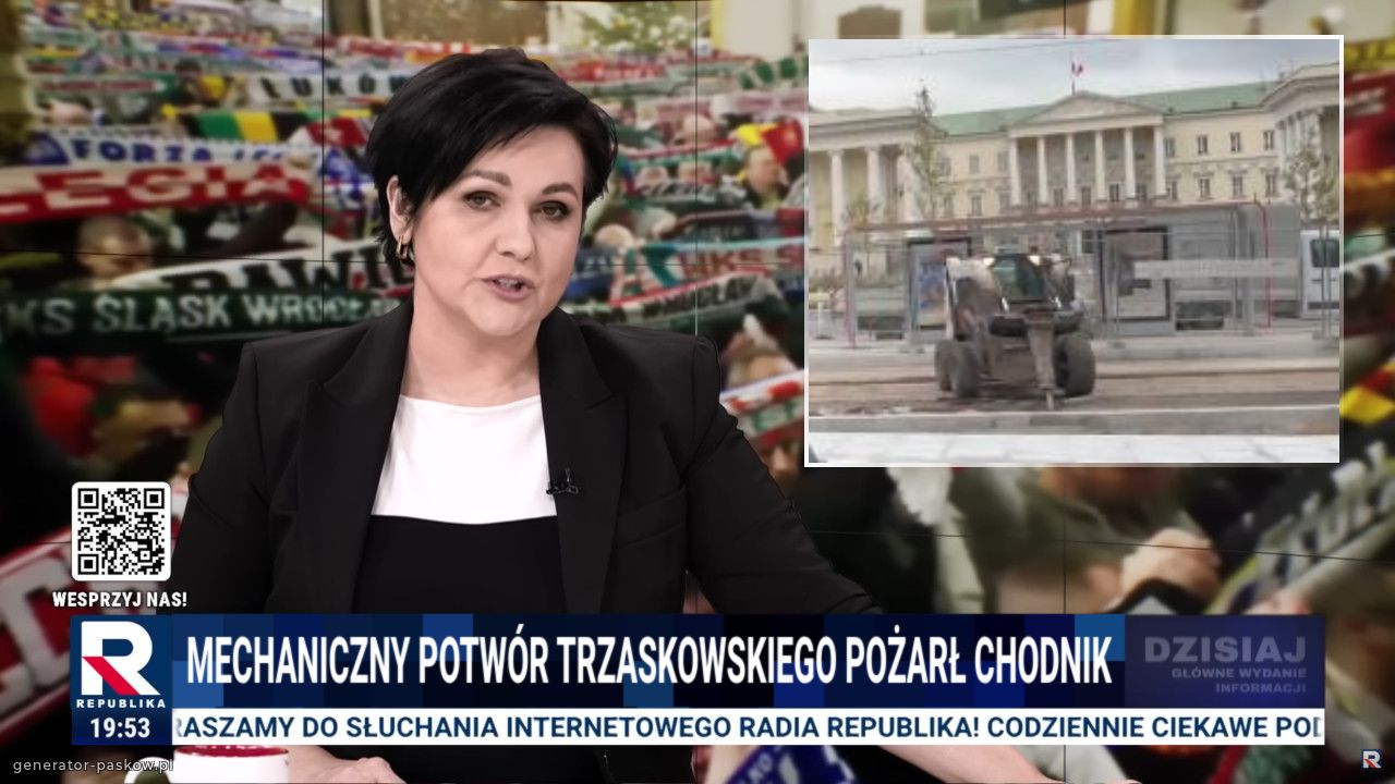 mechaniczny potwór trzaskowskiego pożarł chodnik