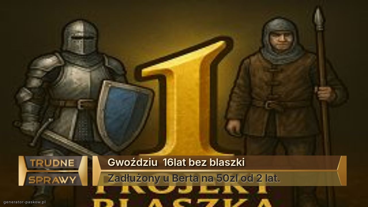 Gwoździu  16lat bez blaszki
Zadłużony u Berta na 50zl od 2 lat.