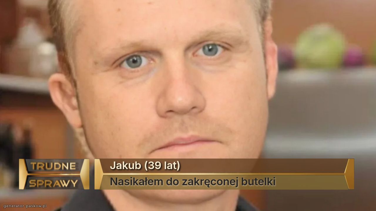 Jakub (39 lat)
Nasikałem do zakręconej butelki