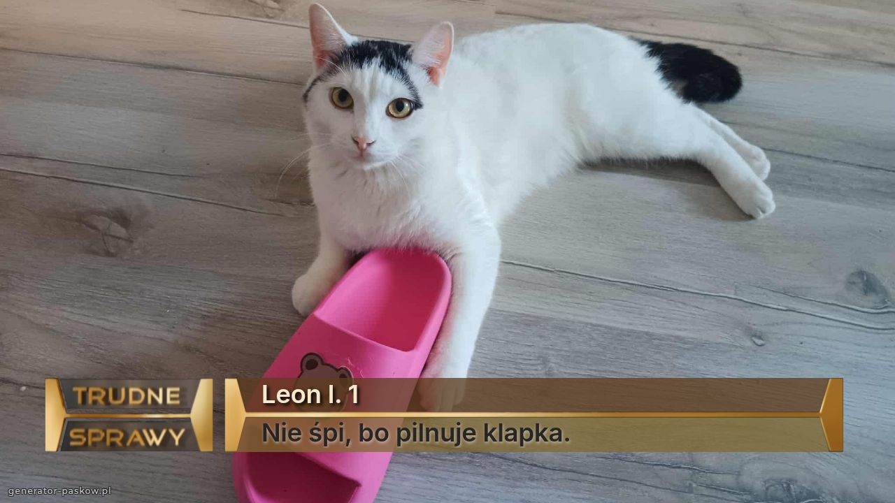 Leon l. 1
Nie śpi, bo pilnuje klapka.