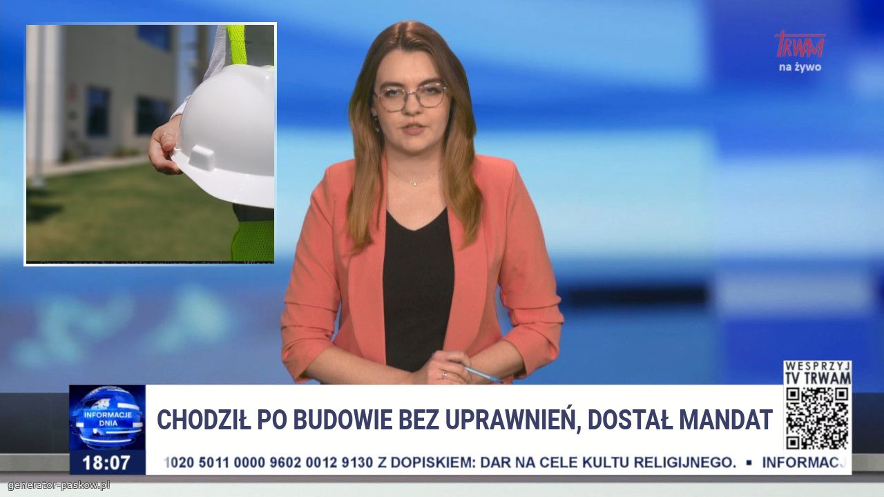 Chodził po budowie bez uprawnień, Dostał Mandat