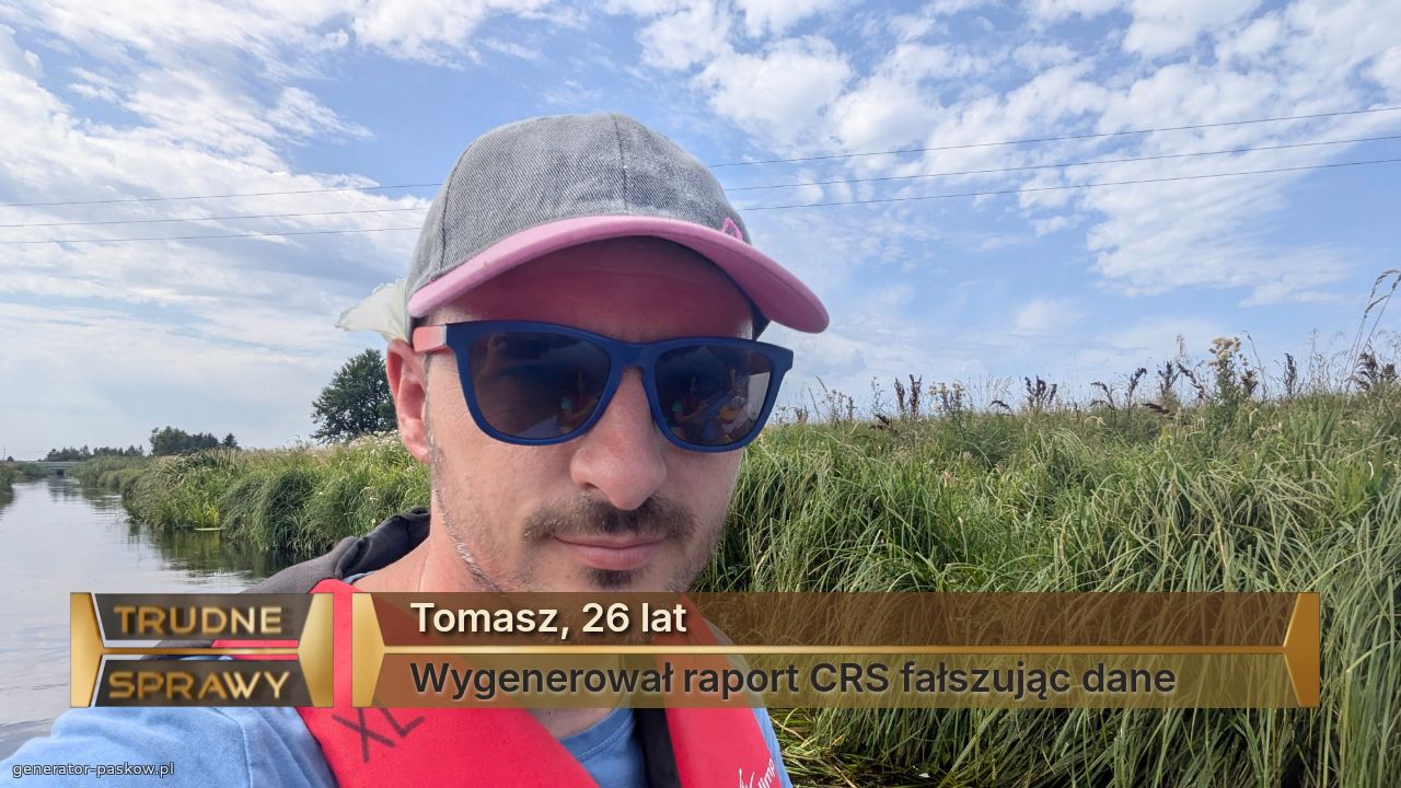 Tomasz, 26 lat
Wygenerował raport CRS fałszując dane