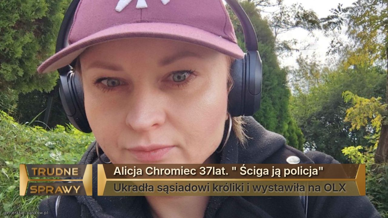 Alicja Chromiec 37lat. " Ściga ją policja"
Ukradła sąsiadowi króliki i wystawiła na OLX