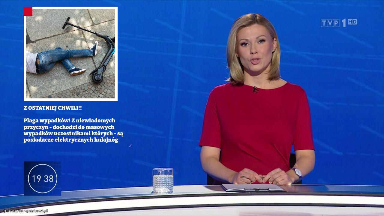 Z OSTATNIEJ CHWILI!!

Plaga wypadków! Z niewiadomych przyczyn - dochodzi do masowych wypadków uczestnikami których - są posiadacze elektrycznych hulajnóg