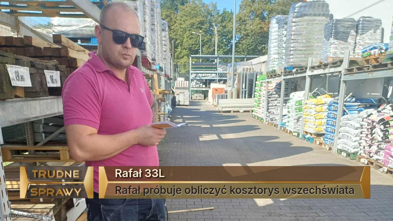 Rafał 33L
Rafał próbuje obliczyć kosztorys wszechświata