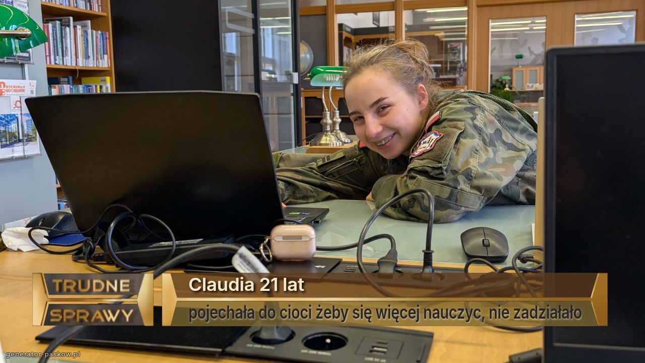 Claudia 21 lat 
pojechała do cioci żeby się więcej nauczyc, nie zadziałało
