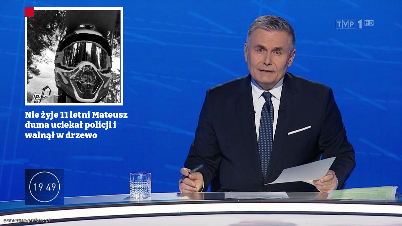 Nie żyje 11 letni Mateusz duma uciekał policji i walnął w drzewo  