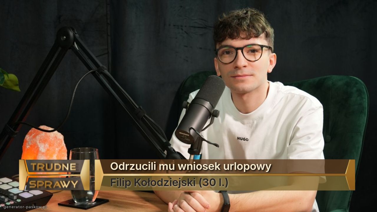 Odrzucili mu wniosek urlopowy
Filip Kołodziejski (30 l.)